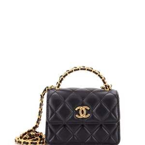 Chanel Woven Top Handle Cc Flap Clutch #240090C44B
